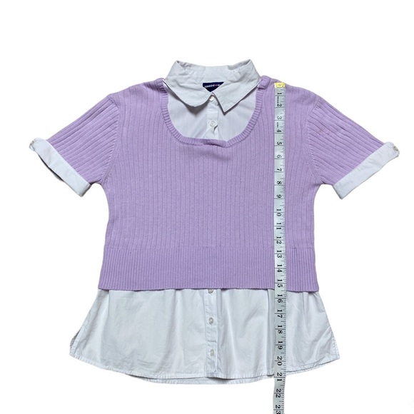 Limited Too Y2K Vintage Academia Ribbed Sweater Button Layered Short Sleeve - Picture 5 of 12